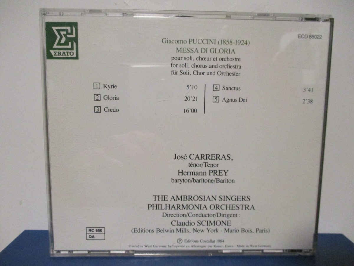 【中古】 Puccini；Messa Di Gloria Carreras ,Simone ,AmbrosianSing Puccini: Messa di Gloria / Scimone, Carreras - CD - MINT