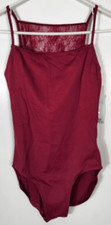 Danskin NYCB Women  s Medium 8-10 Merlot Lace Back Keyhole Leotard NWT