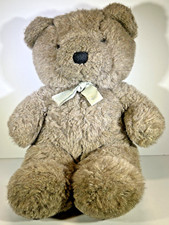 American Wego Bear Plush Velvet Bowtie Grey-Brown Cuddle Bear Vintage 7179QBG