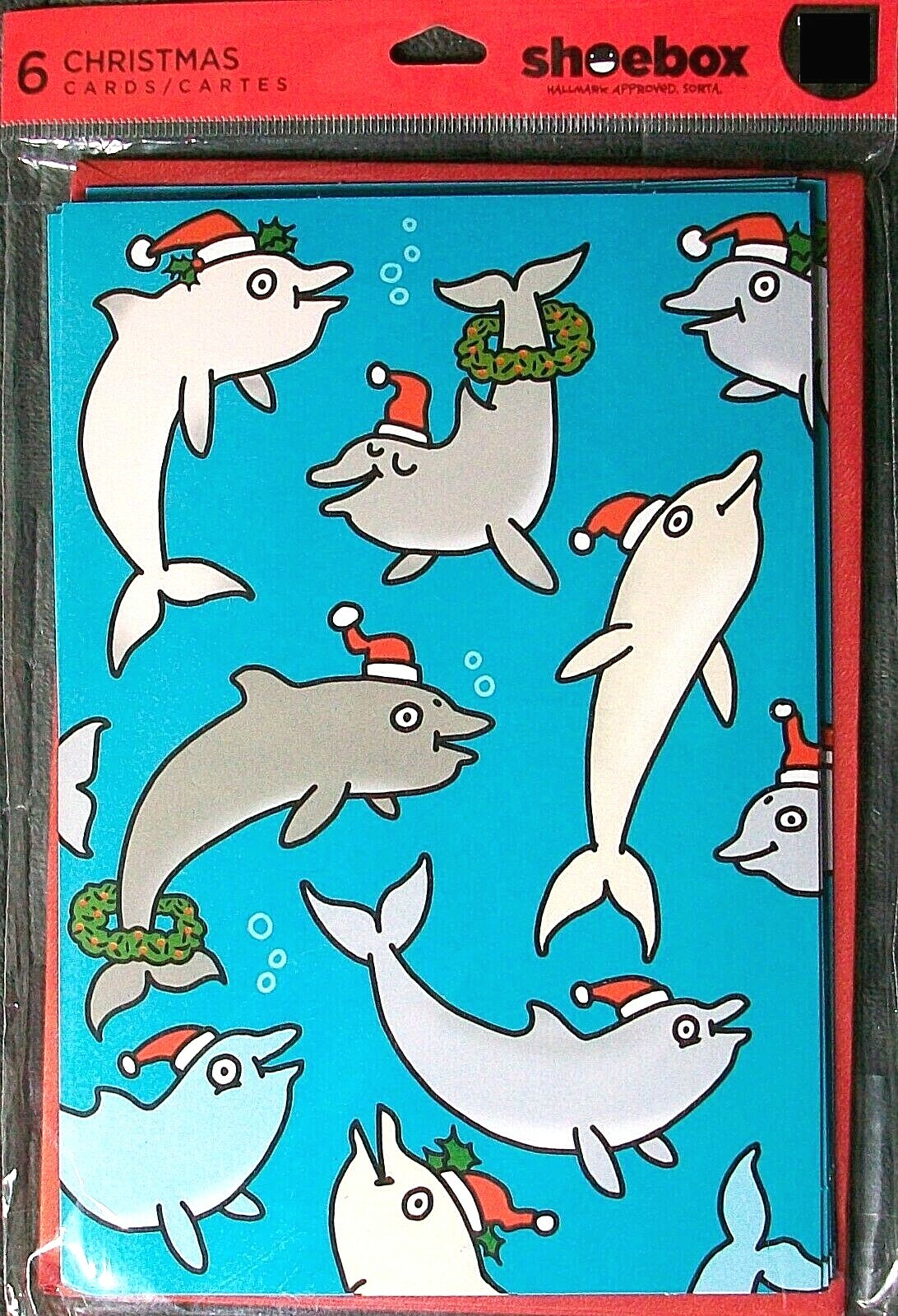 6 Shoebox All Porpoise Dolphin Christmas Cards Humorous Funny Hallmark Holiday Home Garden Greeting Cards Invitations