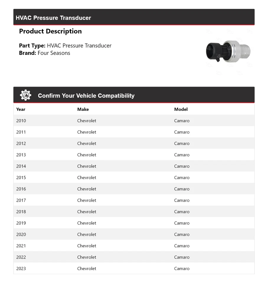 适用于 2010 - 2023 雪佛兰科迈罗暖通空调压力传感器 2011 年 4 季 2012 2013 — 第 2/4 张图片