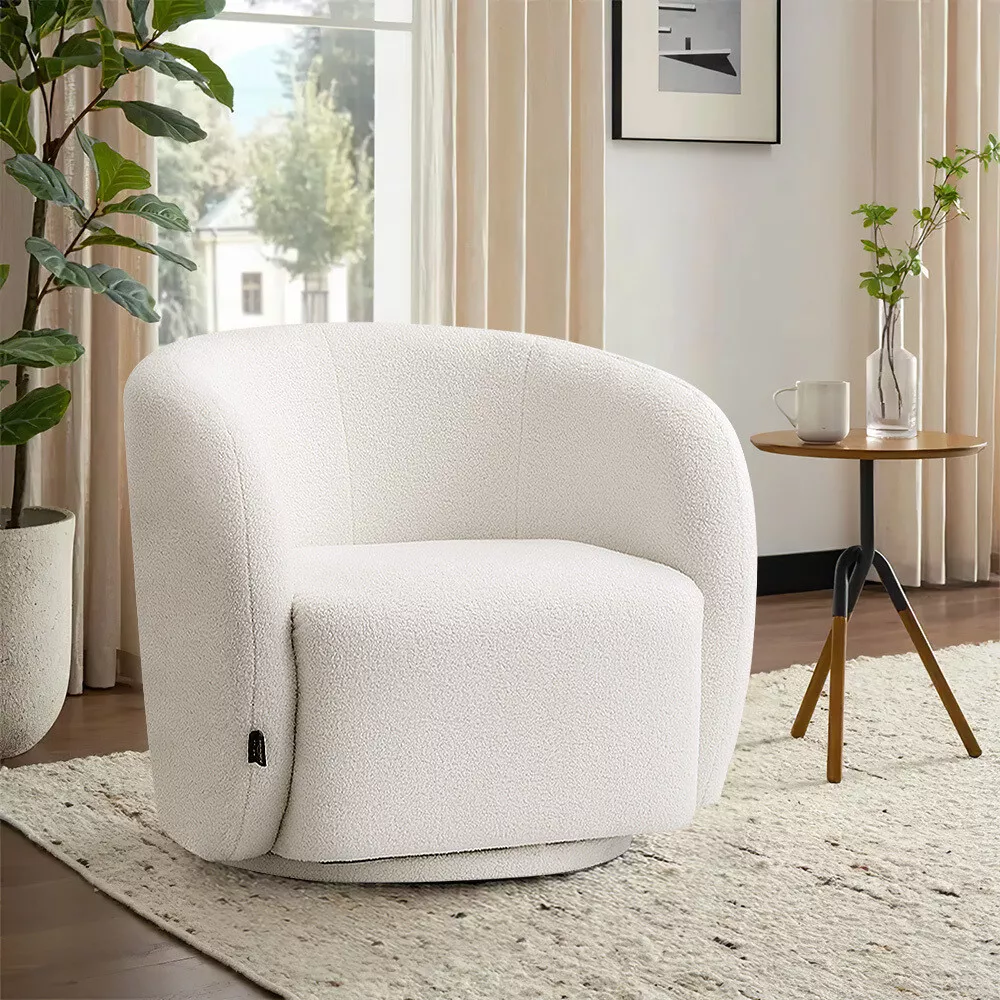 360 Swivel Single Sofa Teddy Fleece Accent Chair Upholstere