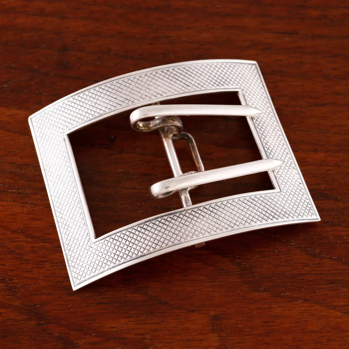Engine turned top belt buckle