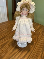 Dynasty Dolls 17” Vintage Porcelain Doll With Doll Stand. Incredible Condition!!