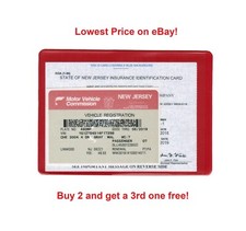 1 one AUTO CAR TRUCK INSURANCE REGISTRATION ID CARD CASE WALLET HOLDER RED