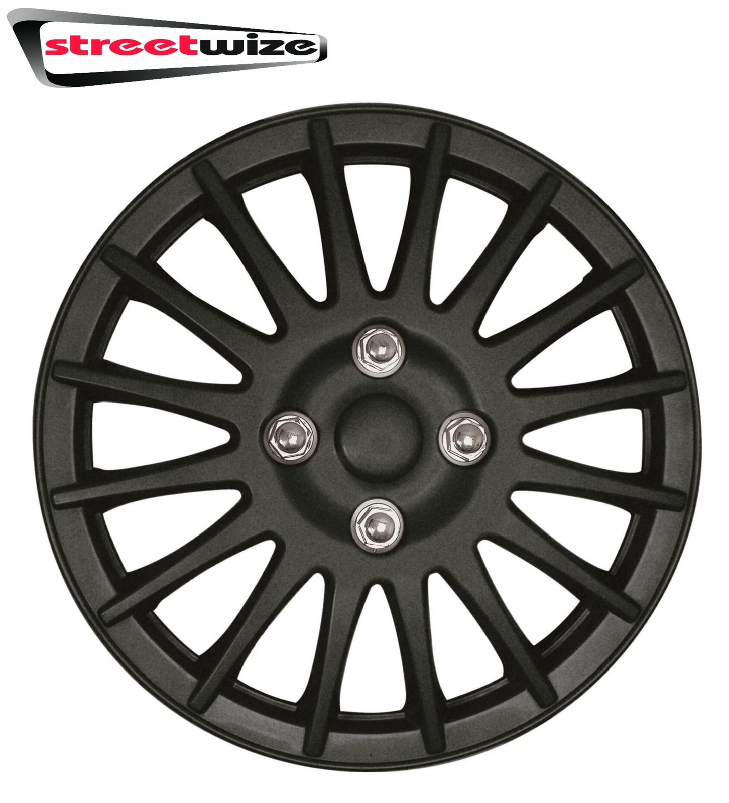 Streetwize Lightning 15 Inch Wheel Trim Set Matt Black Set of 4 Hub Caps SWUX62