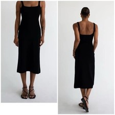 Rumored Parisian Midi Dress Women's M Black Ribbed NWT 