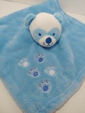Little Beginnings White Blue Panda Teddy Bear Security Blanket Lovey pawprints