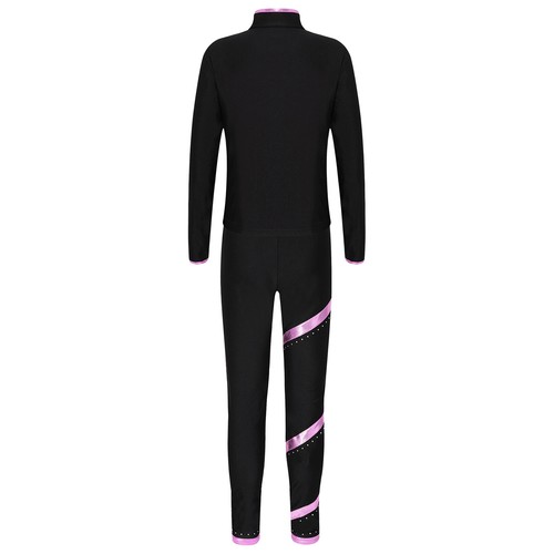 Kids Girls Figure Skating Costume Shiny Sports Suit Athletic Tracksuit Casual - Picture 26 of 65