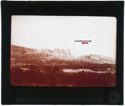 Les Baux-de-Provence, Sepia, altes Foto Glasplatte, positiv 8,5x10 cm