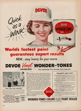 1955 Home House Paint Vintage Print Ad 50s Devoe Household Painting Walls Tones