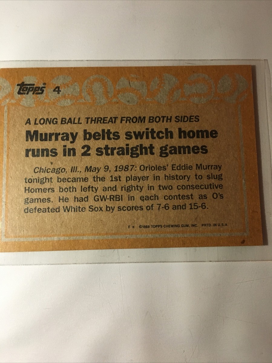 1987 Record Breakers Eddie Murray DOT ERROR Topps 4 | eBay