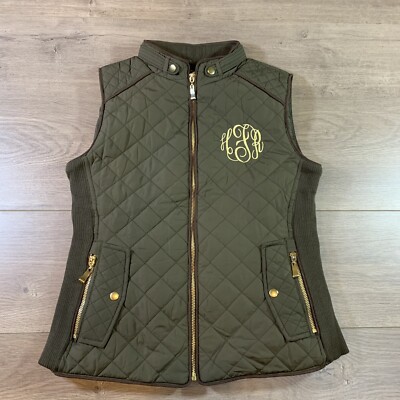 HFR Monogramed Women s Vest Olive Green Size Small New