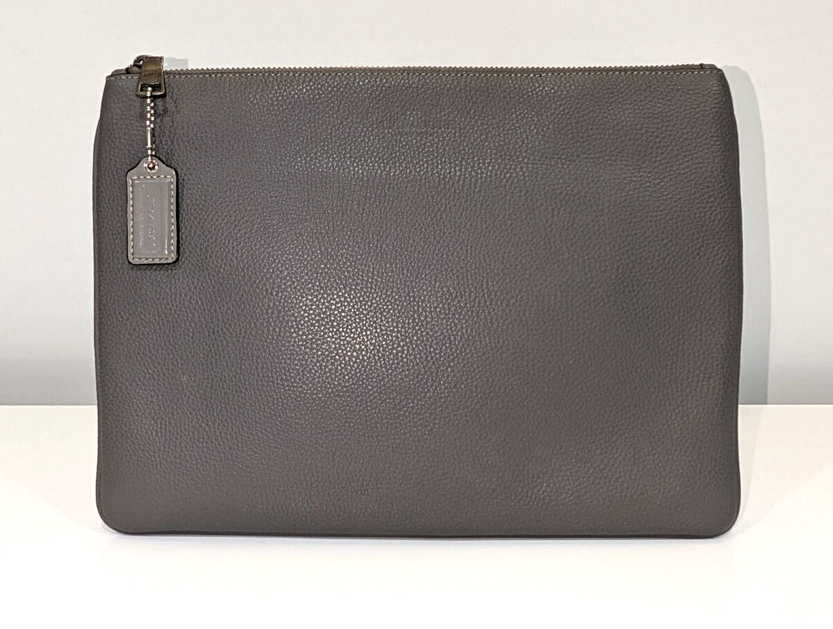 COACH Large Multifunctional Pouch — Grey Pebbled … - image 1