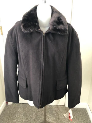 Chaqueta de lana vintage para mujer EE. UU. ROSE SCHOTT by Schott NYC cuello extraíble nueva con etiquetas XL - Imagen 1 de 4