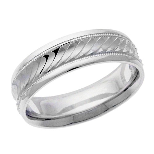 Bague de mariage platine 14k argent 10k or blanc or taille diamant homme milgrain - Photo 1/1