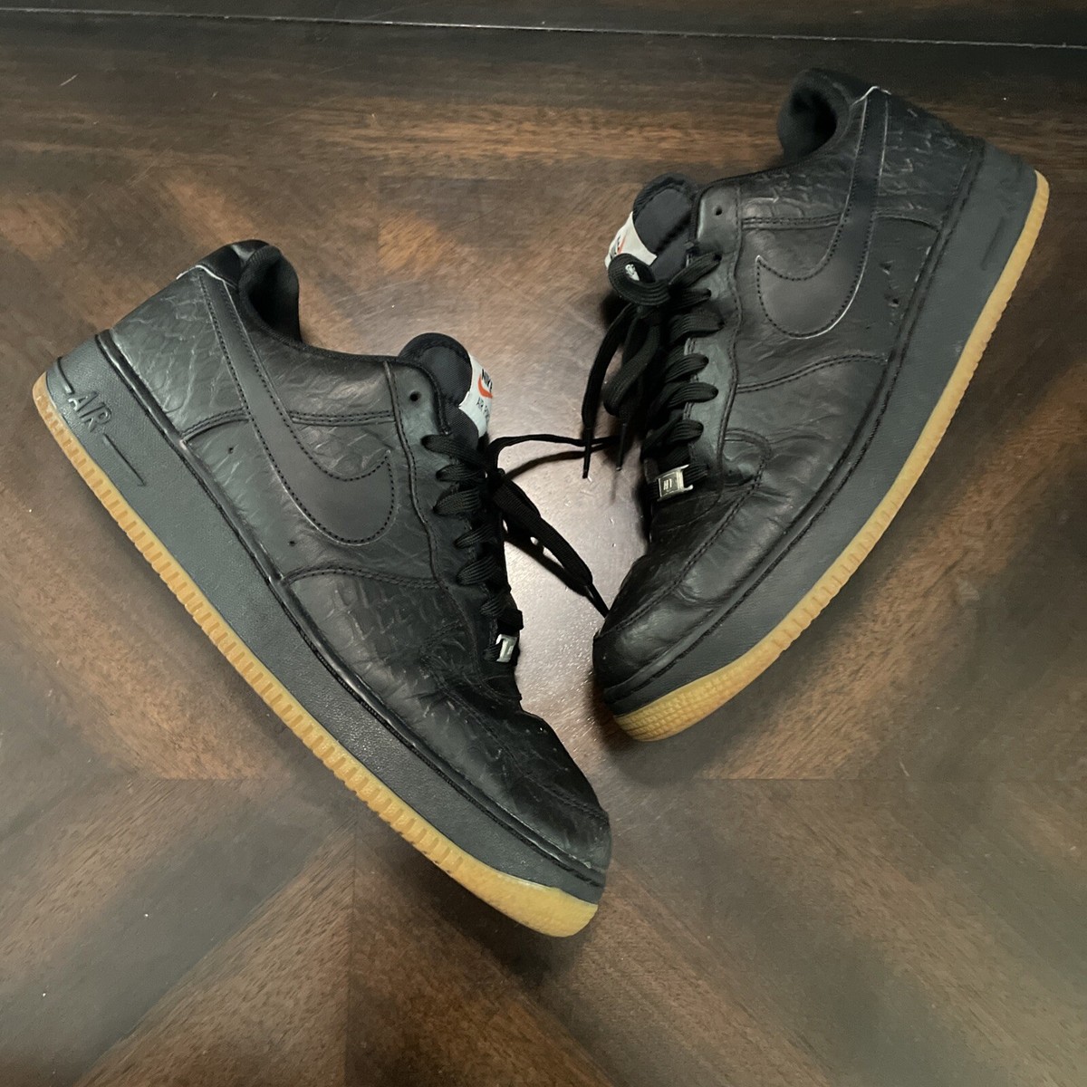 Mens Nike Air Force 1 Black Gum Gator Croc 718152-002 Size 11 | eBay