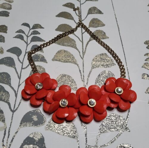 Vintage Orange Acrylic Flower Necklace - image 1