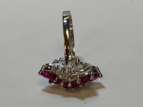 14K SOLID WHITE GOLD GENUINE DIAMOND &RUBY FEMALES RING ESTATE P0XXX - Picture 6 of 9