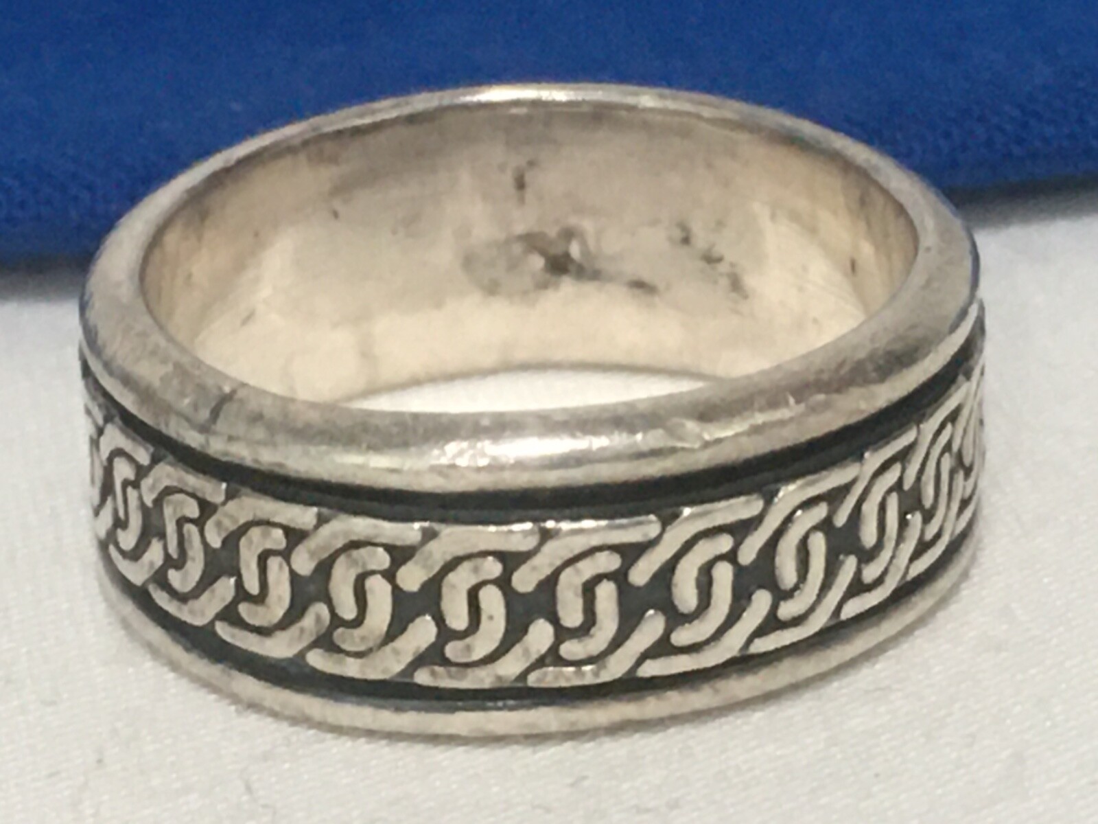 Vintage SIGNED Etched Geometric Pattern Sterling … - image 2