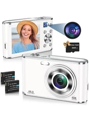 Digital Camera, UHD 4K Digital Camera with Front and Rear Camera, Autofocus