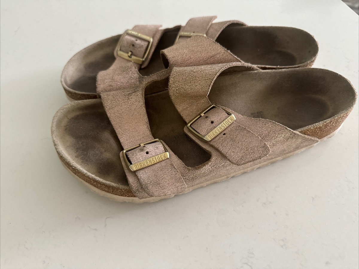 Birkenstock Arizona Washed Metallic Antique Gold Birkenstock
