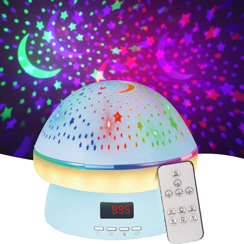 Remote Control and Timer Design Starry Sky Rotating Star Projector Night Light,1