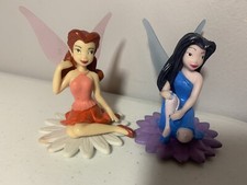 Disney Fairies Pixie Hollow Silvermist Rosetta Winged Figures Toppers 2pc Lot