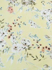 Yellow Wildflower Cotton Voile  Fabric Apparel Fabric Soft   By the Yard  