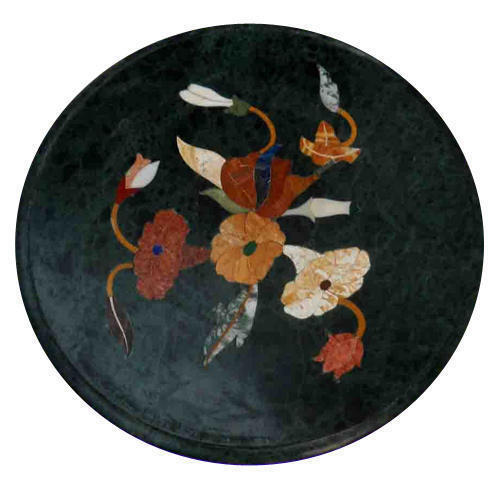12" Black Marble Table Top Inlay Pietra dura​ Handicraft  - Picture 1 of 3