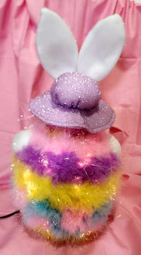 Easter Bunny w/Fiber Optic Twinkling Lights, Pastel Colors, 17" Tall, Electrical - Picture 2 of 7