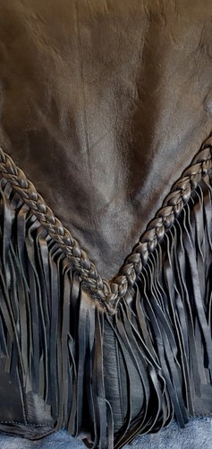 Genuine Fringed Black Leather Motorcycles Medium ,Women's FIRST - Picture 7 of 10