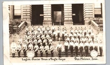 LEGION JR DRUM & BUGLE CORPS des moines ia photo postcard iowa marching band