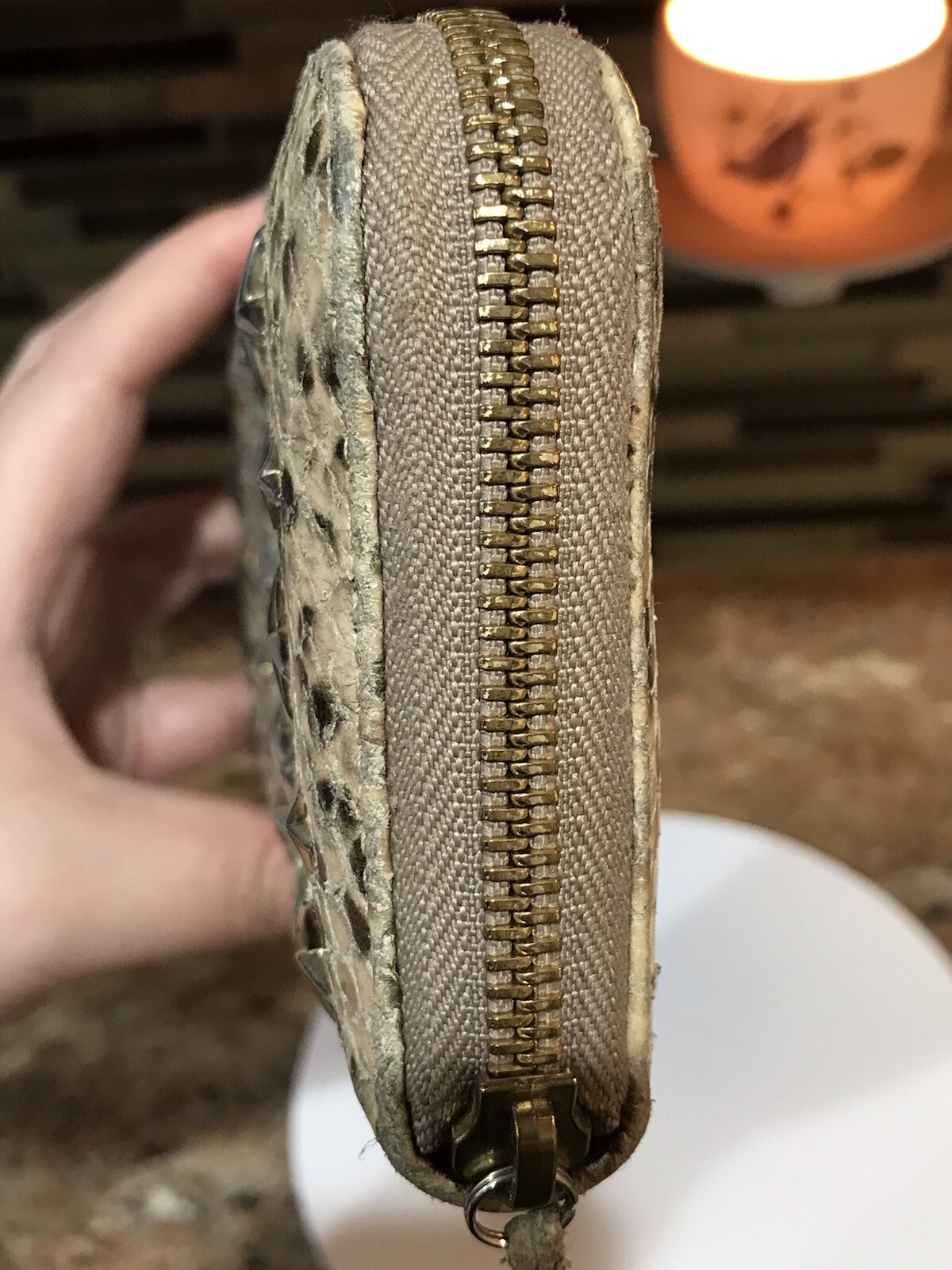 JIMMY CHOO Star Studded Python Embossed Leather Z… - image 14