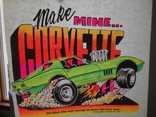 Vintage original 1968 1969 Corvette iron on transfer