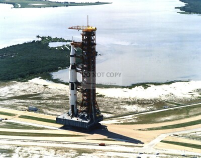 APOLLO 11 SATURN V ROCKET ON TRANSPORTER - 8X10 NASA PHOTO (EP-375)