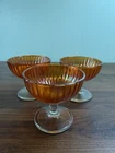 Vintage Marigold Amber Carnival Glass Sherbet Glasses Champagne Coupe Saucer (3)