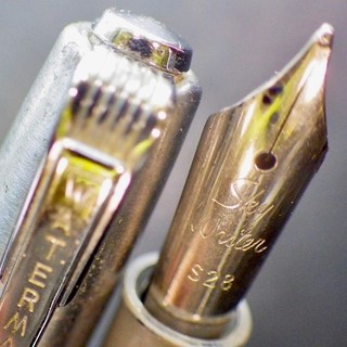 Serviced WATERMAN SKY WRITER Fountain Pen•Gray•CT•Box Lever•WATERMAN S28 M Nib