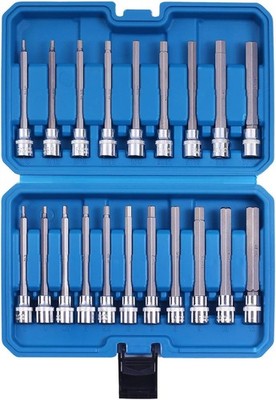 Qnkaa 20Pc Extra Long Hex Bit Socket Set 3 8 Drive SAE Metric