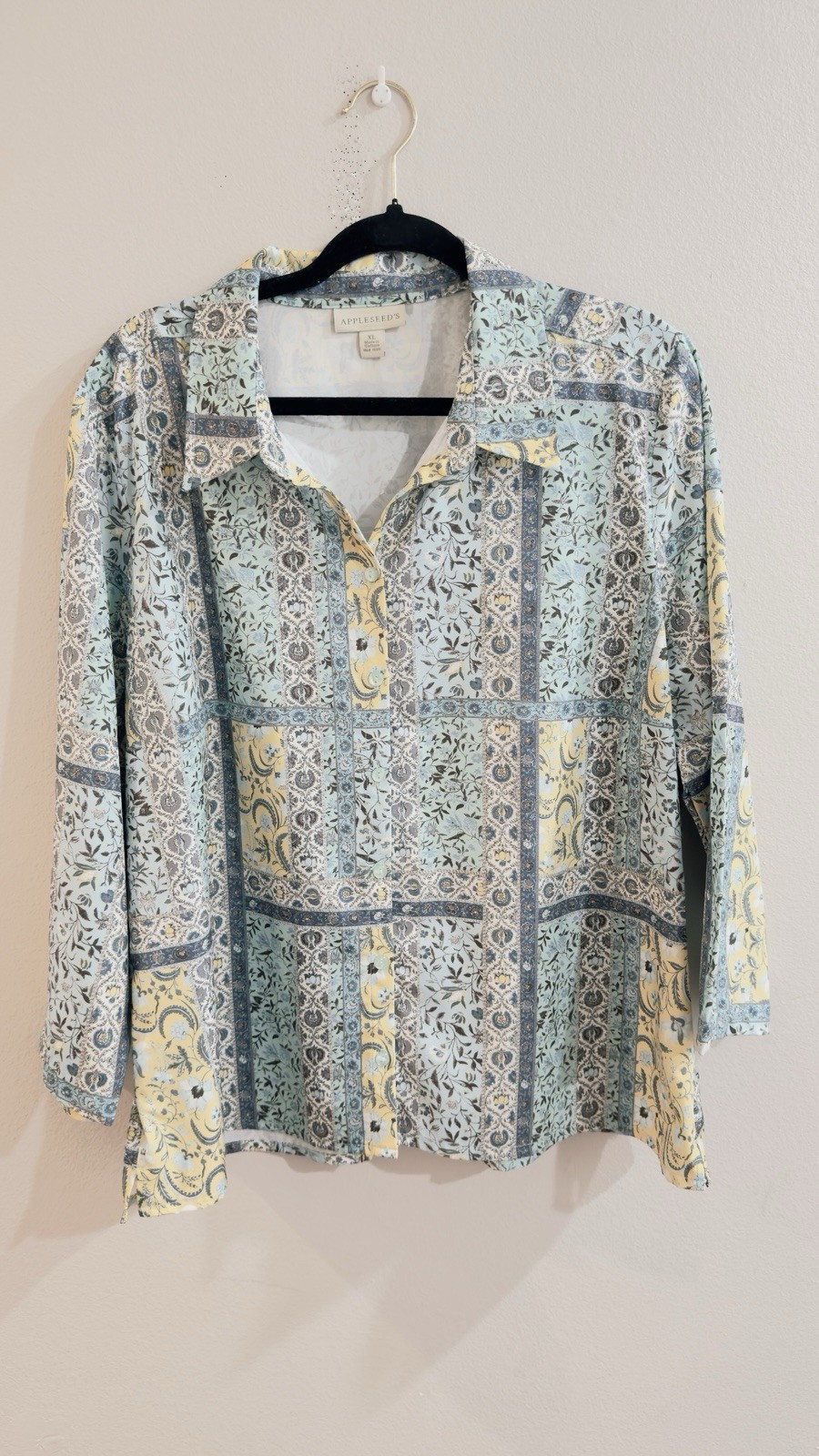 Appleseed's Button Front Long Sleeve Patchwork Pa… - image 2