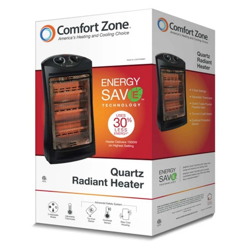 Comfort Zone Energy Save Quartz Radiant Heater Electric Indoor Heater - Image 4 of 4