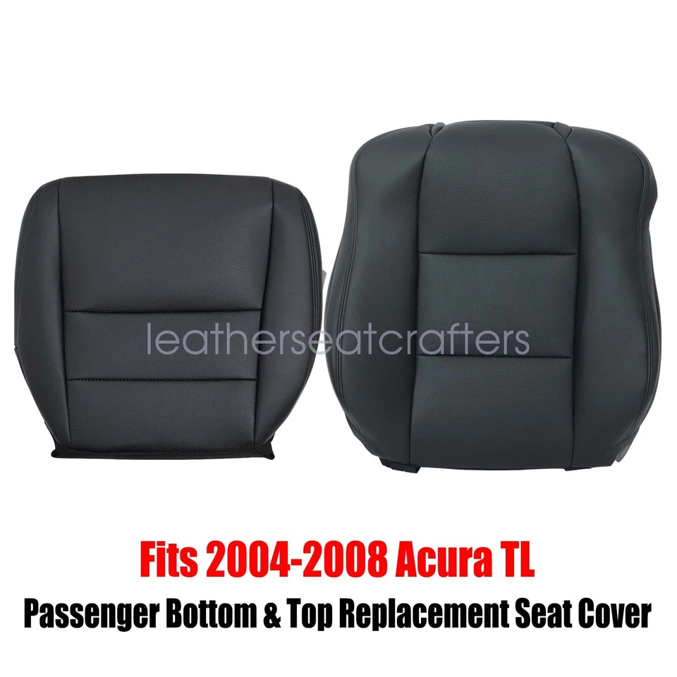 Passenger Side Bottom & Top PERF Leather Seat Cover For 2004-2008 Acura TL Black Foto 3 de 4