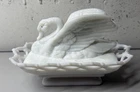 Vintage Westmoreland Milk Glass Covered Swan Dish Bowl Raised Wings