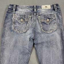 Miss Me capri Jeans LIGHT Stretch THICK STITCH RHINESTONES STUDDED DISTRESSED