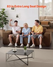 3-Seater Sofa in a Box, 83-Inch No Assembly Corduroy Couch with Memory Foam, Dee