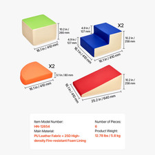 6Pcs Kids Foam Climbing Toys Activity Playset PU Leather Indoor Crawl Climbing B