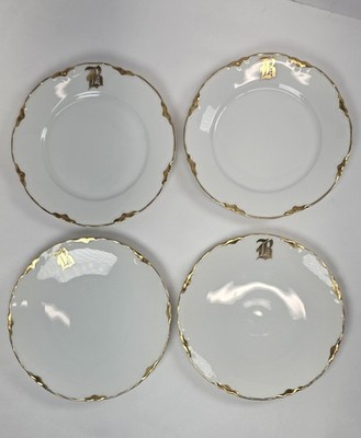 Set Of 4 Peerless Bavaria Porcelain Blenheim Gold Dessert Plates Monogram B