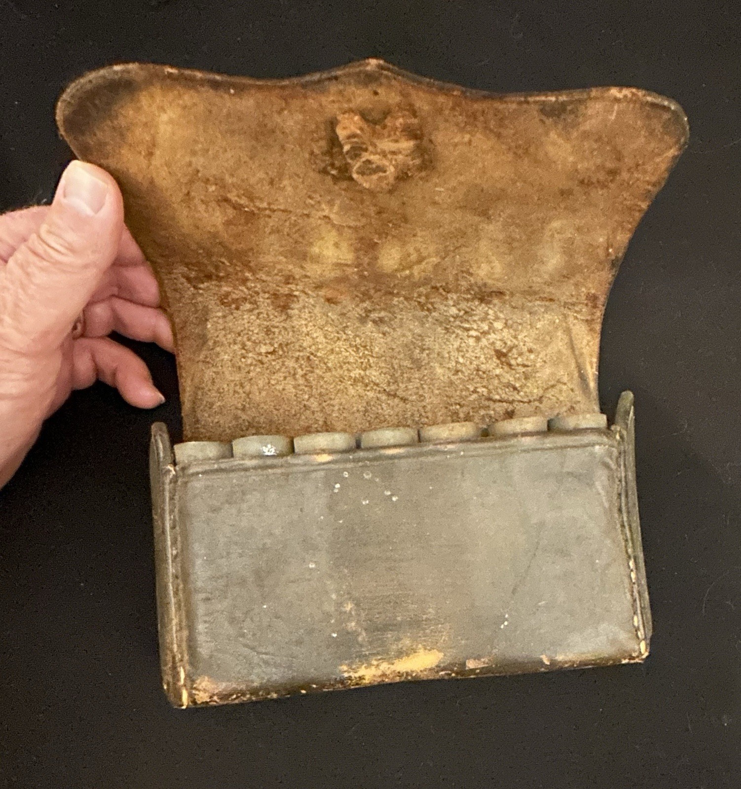 GREAT! Original  War of 1812 US Army 1808 Style Cartridge Box w/ Metal Insert