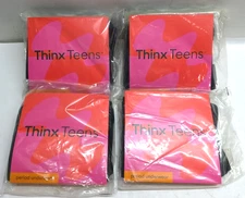 4pk Thinx Teens Shorty Bikini Period Underwear Black Super Aborbency Lrg 13/14