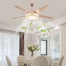 52" 3-Color Ceiling Fan Light With Remote Control Ceiling Fan with LED Light